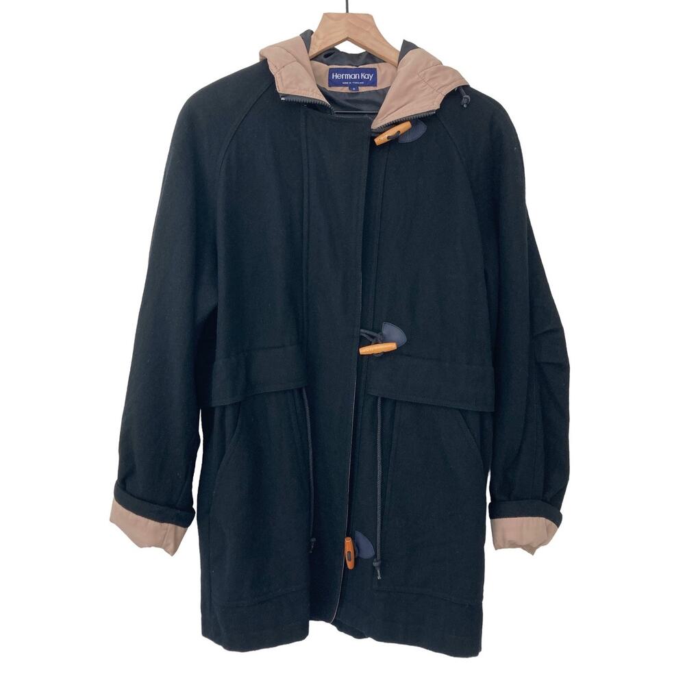 Vintage 90's Herman Kay Wool Normcore Grunge Cabincore Gorpcore Duffle Jacket 6
